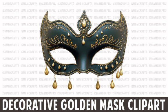 Decorative Golden Mask Clipart PNG: Your Secret Weapon for Carnival-Themed Projects