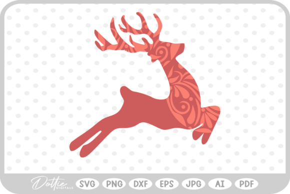 Decorative Reindeer SVG PNG DXF: Festive Designs