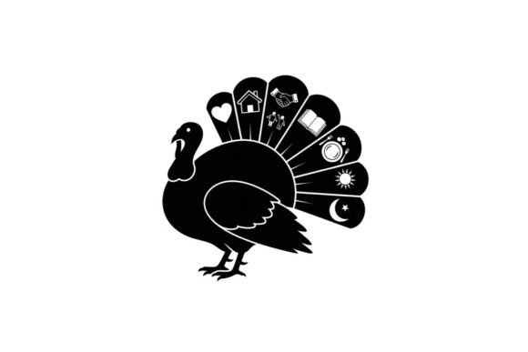 Decorative Silhouette of a Peacock: A Festive Design Asset