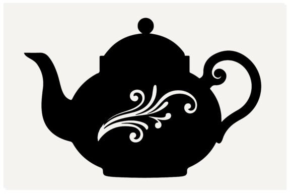 Decorative Teapot Floral Silhouette: A Whimsical Design Asset