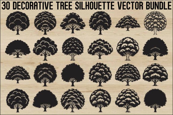 Decorative Tree Silhouette Bundle: Natural Elegance for Your Projects