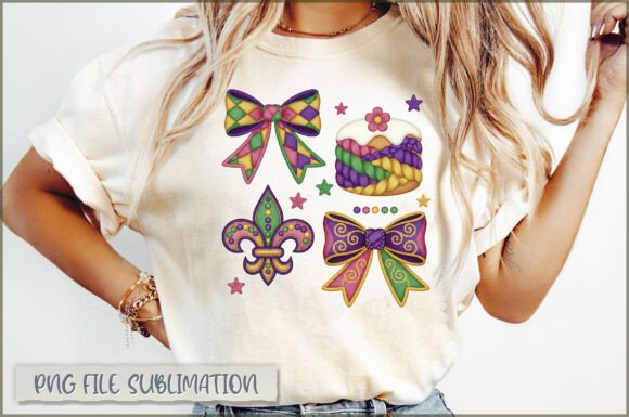 Mardi Gras Decorative Elements Set: Preppy Faux Yarn Style