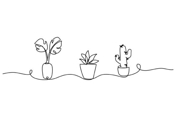 One Line of Decorative Plants: Where Nature Meets Modern Typography