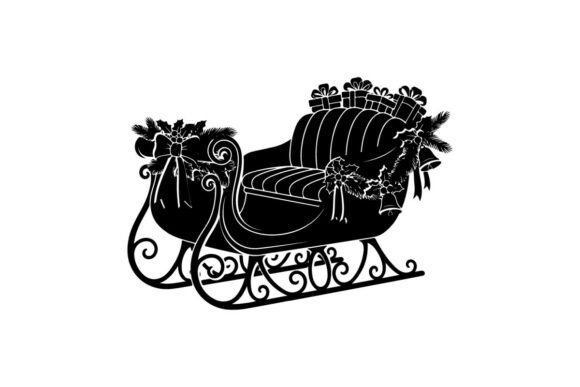 Silhouette of a Decorative Sleigh with B: A Seasonal Clip Art Essential