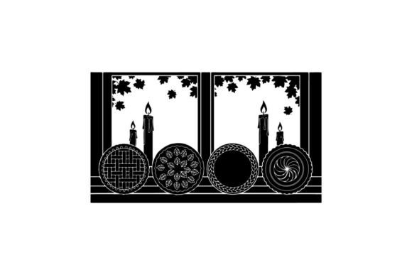 Silhouette of Candles and Decorative Pla: A Festival-Ready Design Asset