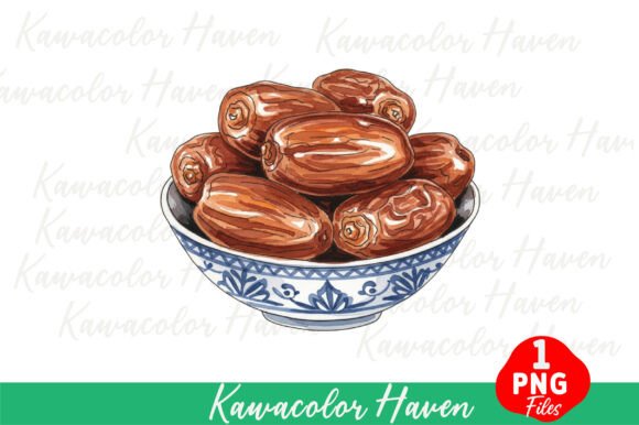 Warmth and Wholesome Style: Dates in Decorative Bowl Healthy Food Clipart